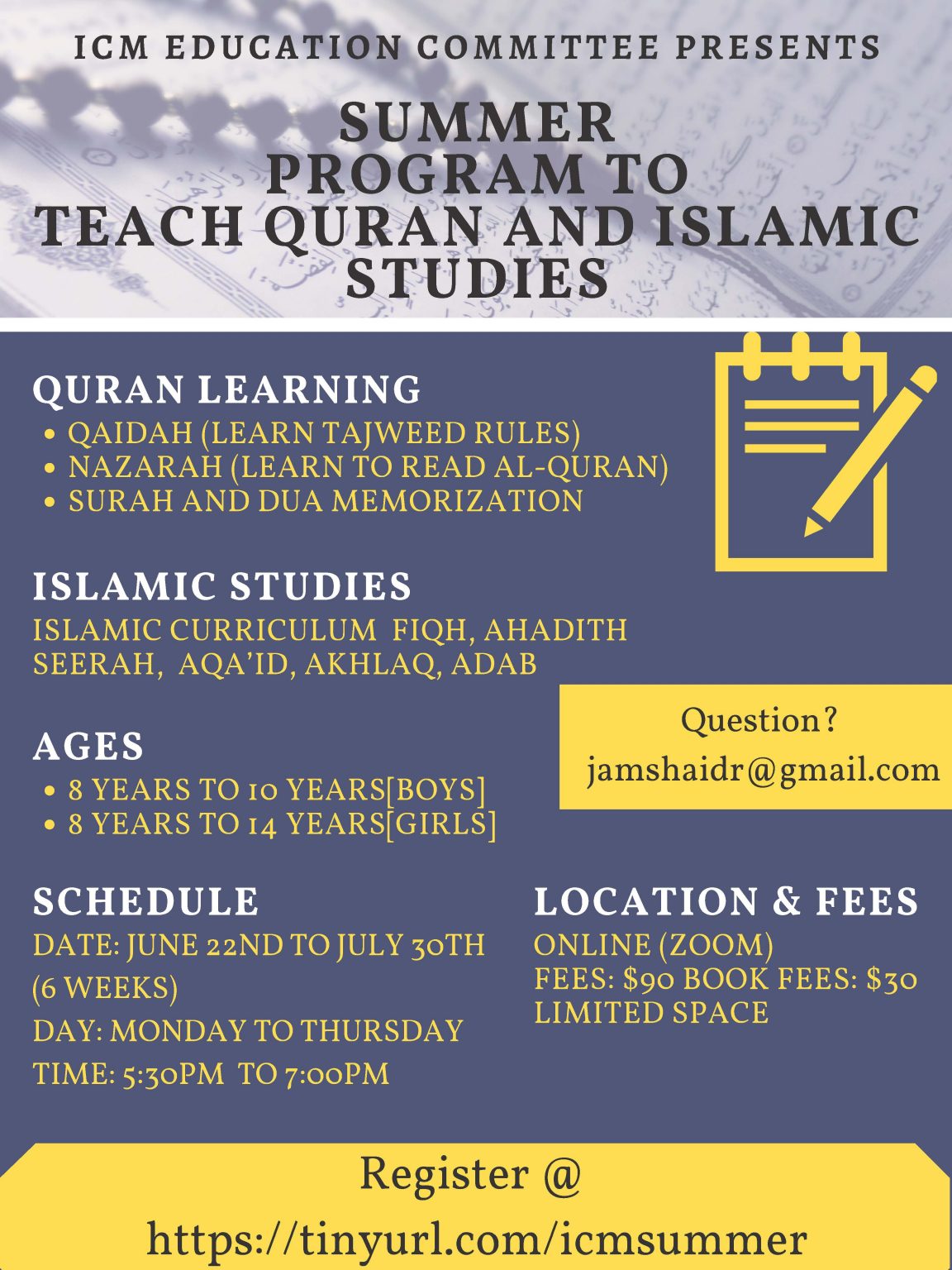 ICM Summer Education Programs Islamic Center of Morrisville