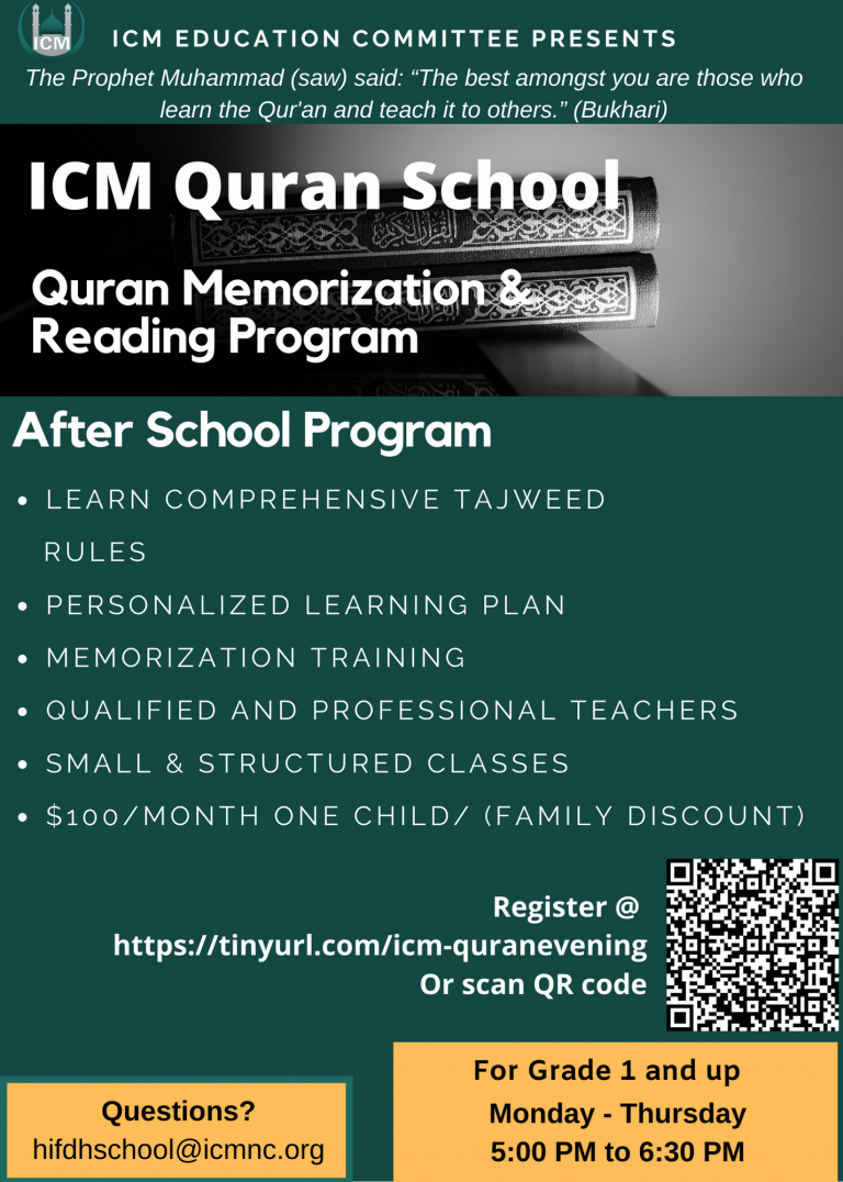 Icm Quran Reading And Hifz After School Program Islamic Center Of Morrisville 6471